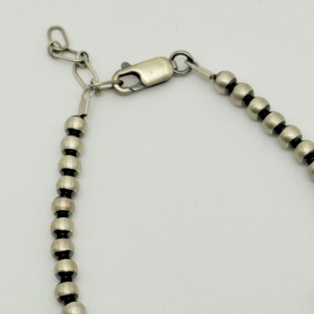 Sterling Silver Beaded Bracelet With Turquoise Stars 7” With 1” Extender - Picture 3 of 7